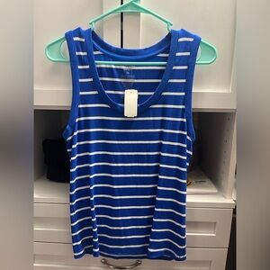 Blue and White Striped Tank Top